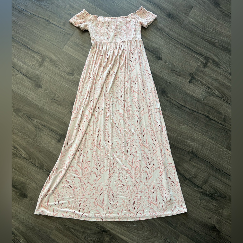 2/$40 Isabel Maternity by Ingrid & Isabel floral print off the shoulder a line M - Picture 5 of 6